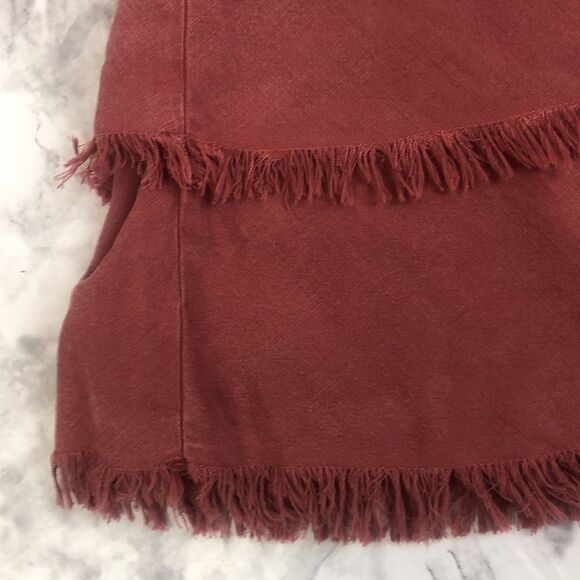 Anthropologie Cloth & Stone Pink Red Tiered Fringe Button Down Top Size XS / Ext - Picture 8 of 14